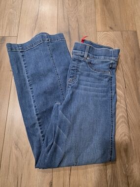 SPANX Mid-Rise Straight-Leg Jeans in Blue Wash